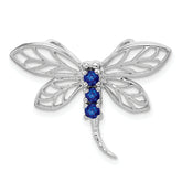 Sterling Silver Rhodium Sapphire Dragonfly Pendant
